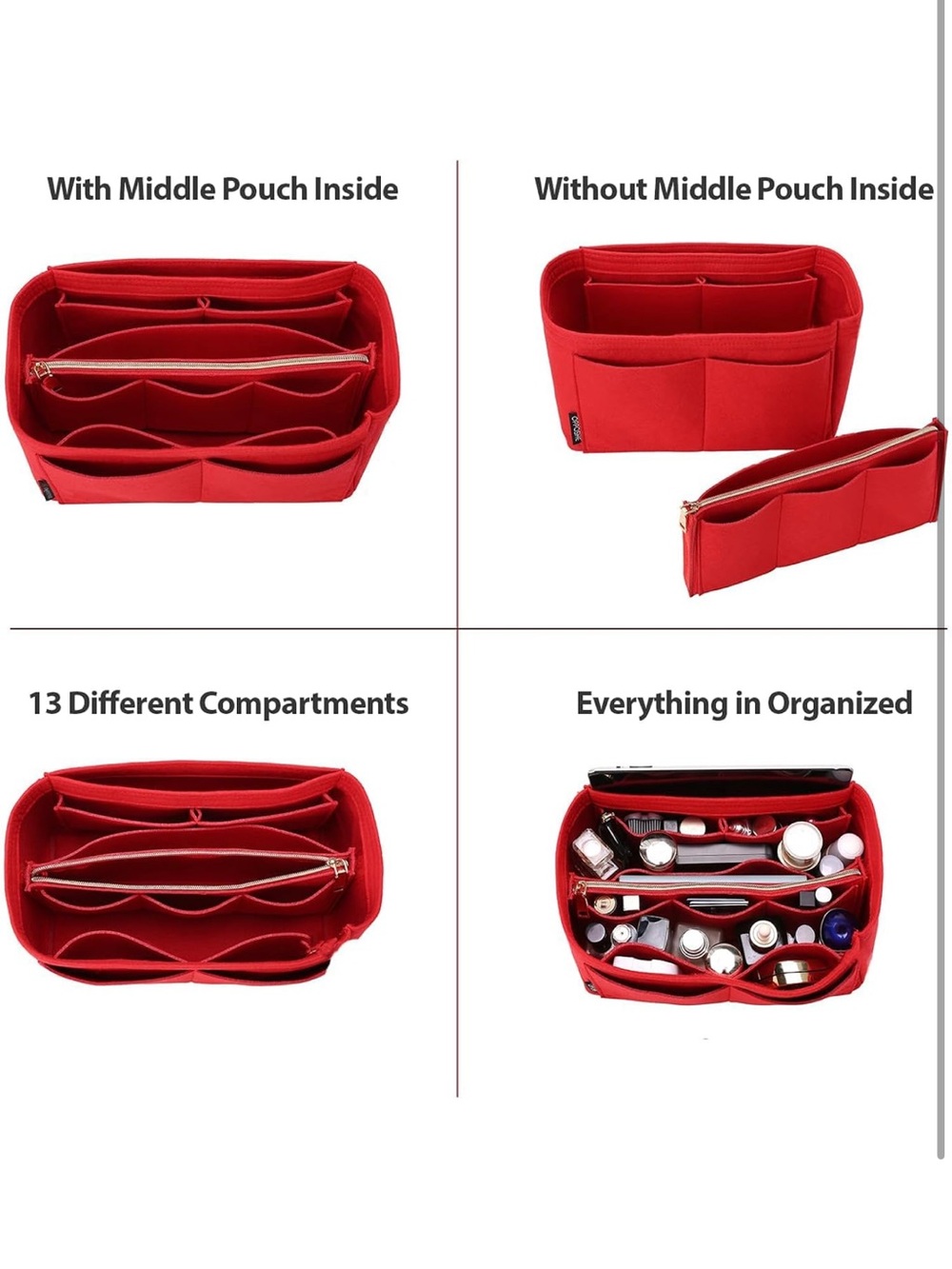 Purse Organizer Insert, Felt Tote Bag Organizer Insert. 2394/bb9-1 - Picture 2 of 5